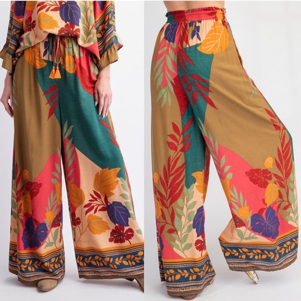 NEW!!!! Easel Colorful Floral Wide-Leg Pants, Sz 2X,NWT